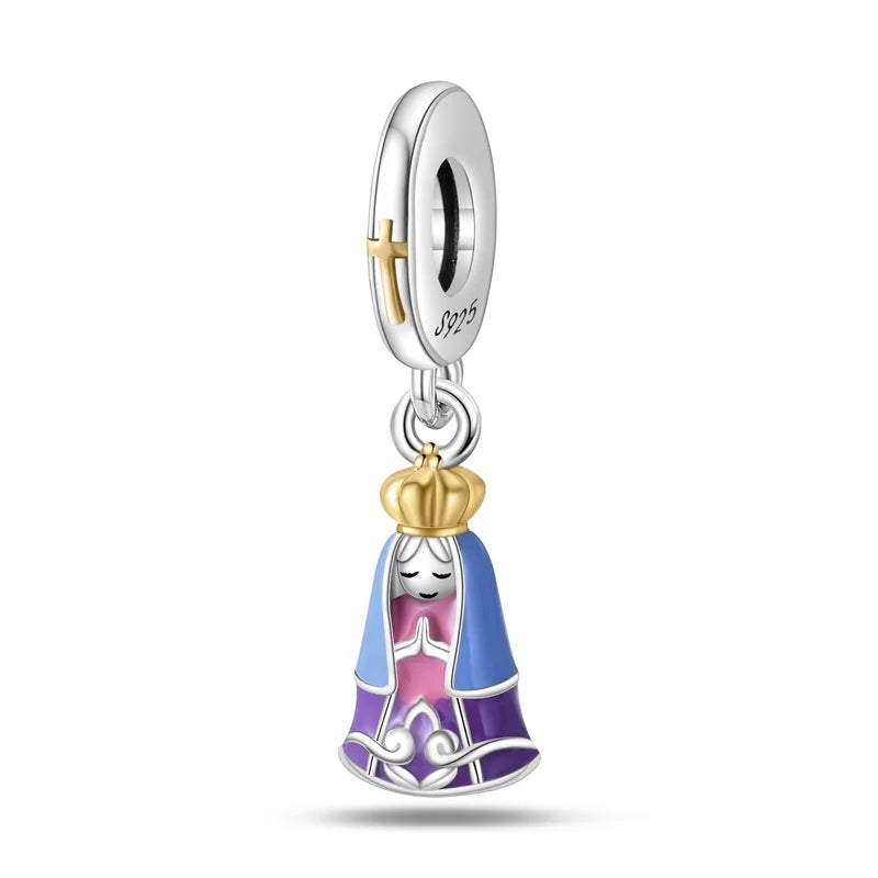 925 Silver Color Gem Butterfly Luminous Firefly Purple Charms Pendants Fit 3mm 925 Original Bracelets DIY Party Jewelry Gift