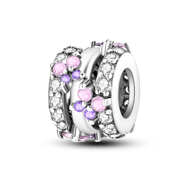 925 Silver Color Gem Butterfly Luminous Firefly Purple Charms Pendants Fit 3mm 925 Original Bracelets DIY Party Jewelry Gift