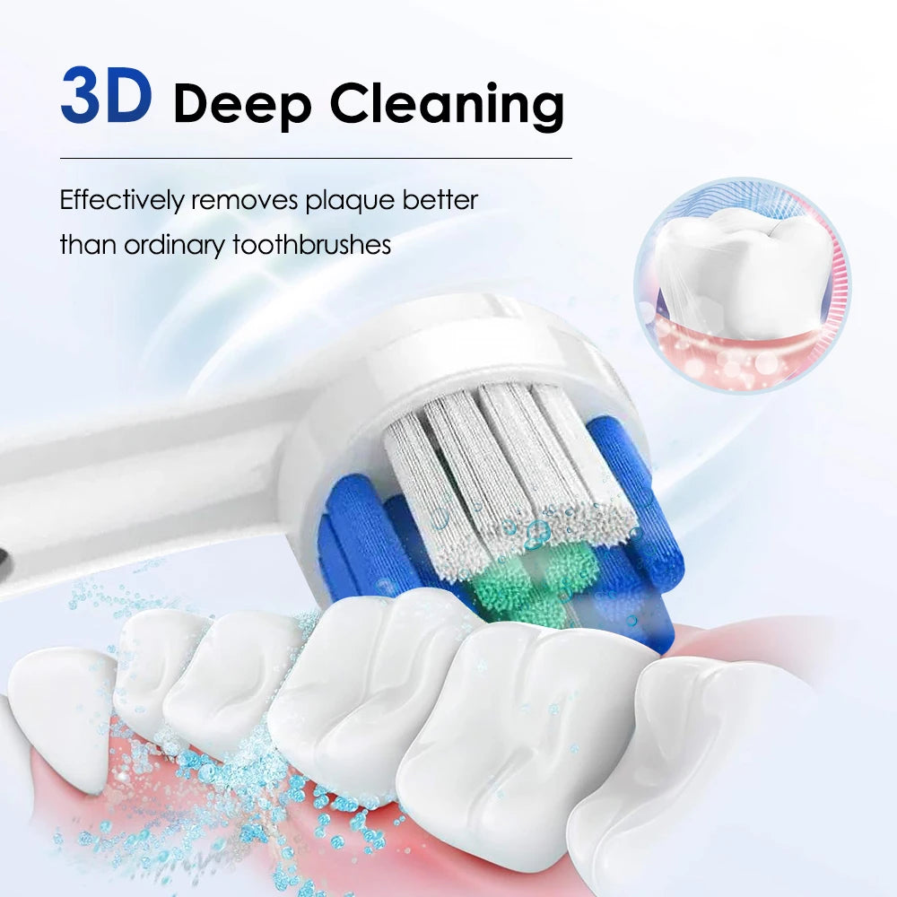 Smart Electric Toothbrush - 4 Heads Rotating with Timer, 5 Modes Rechargeable for Teeth Whitening & Oral Care