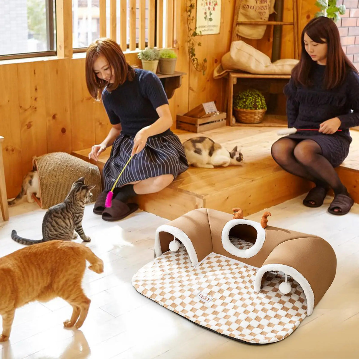 Cat Bed Tunnel Cat Play Tunnel Warm Shelter Tent House Toys For Dog Pet Animal Indoor Outdoor Wall-Corner Games Outside