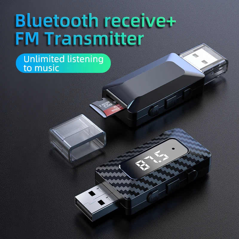 Car Wireless Bluetooth Receiver Play TF Card Music Built-in Mic Support Voice control For iPhone Android Phone