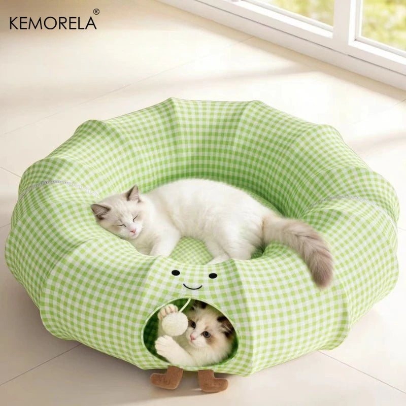 Summer Cat Tunnel Year Round Cat Bed Foldable Detachable And Washable Multi-Functional Cat Tunnel Perfect for Play And Sleeping