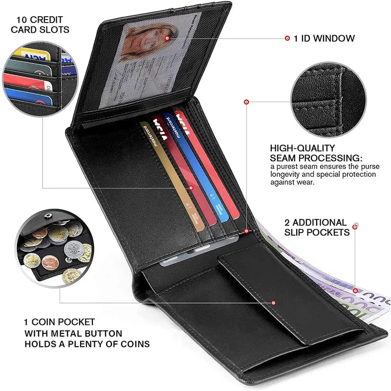 Men Wallets with Coin Pocket and ID Window