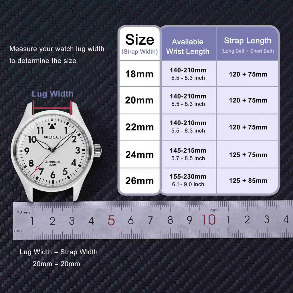 WOCCI Silicone Watch Band with Arch Stripes Texture 18mm 20mm 22mm 24mm 26mm for Men Women Waterproof Soft Sturdy