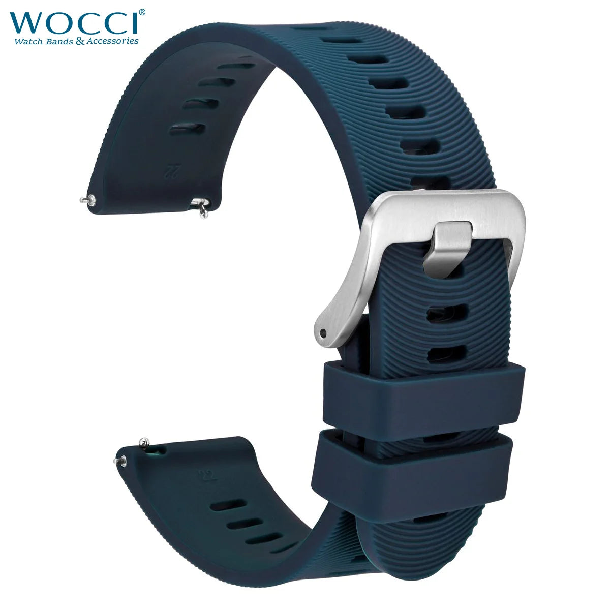 WOCCI Silicone Watch Band with Arch Stripes Texture 18mm 20mm 22mm 24mm 26mm for Men Women Waterproof Soft Sturdy