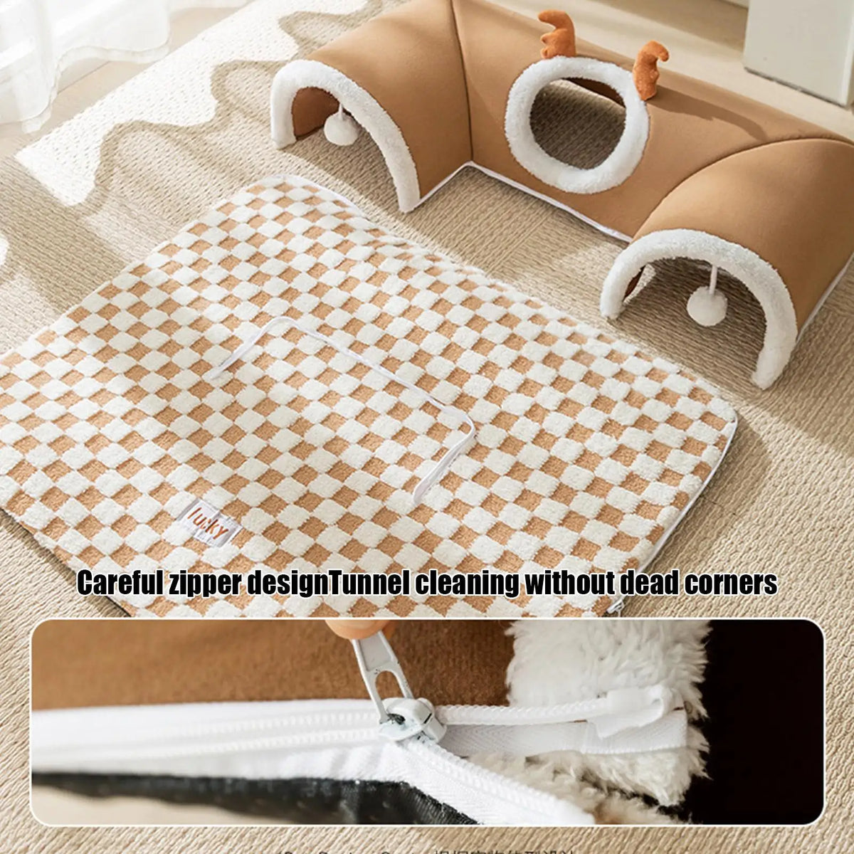 Cat Bed Tunnel Cat Play Tunnel Warm Shelter Tent House Toys For Dog Pet Animal Indoor Outdoor Wall-Corner Games Outside