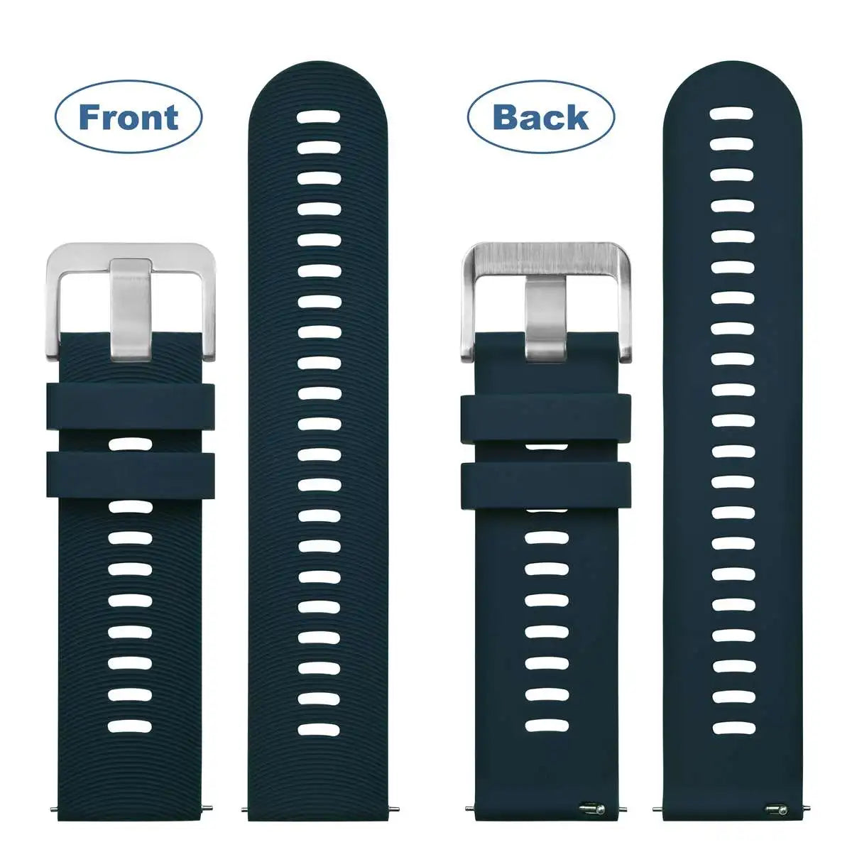 WOCCI Silicone Watch Band with Arch Stripes Texture 18mm 20mm 22mm 24mm 26mm for Men Women Waterproof Soft Sturdy