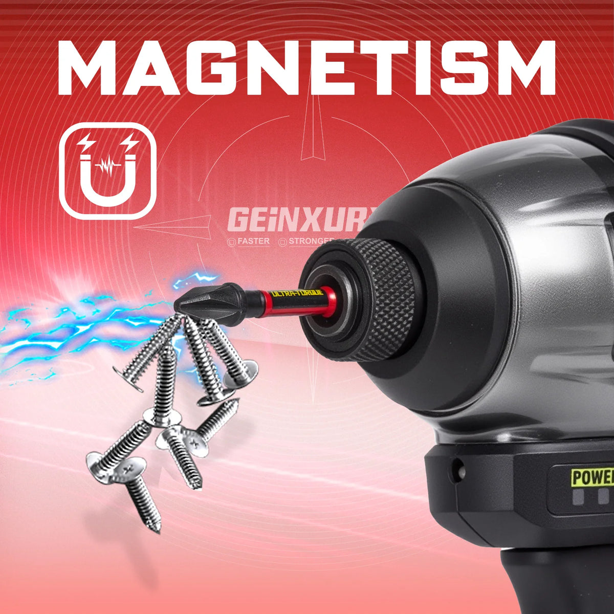 Geinxurn Impact Driver Bit Set with Nut Driver & Double Lock Impact Bit Holder S2 Alloy Steel for DIY