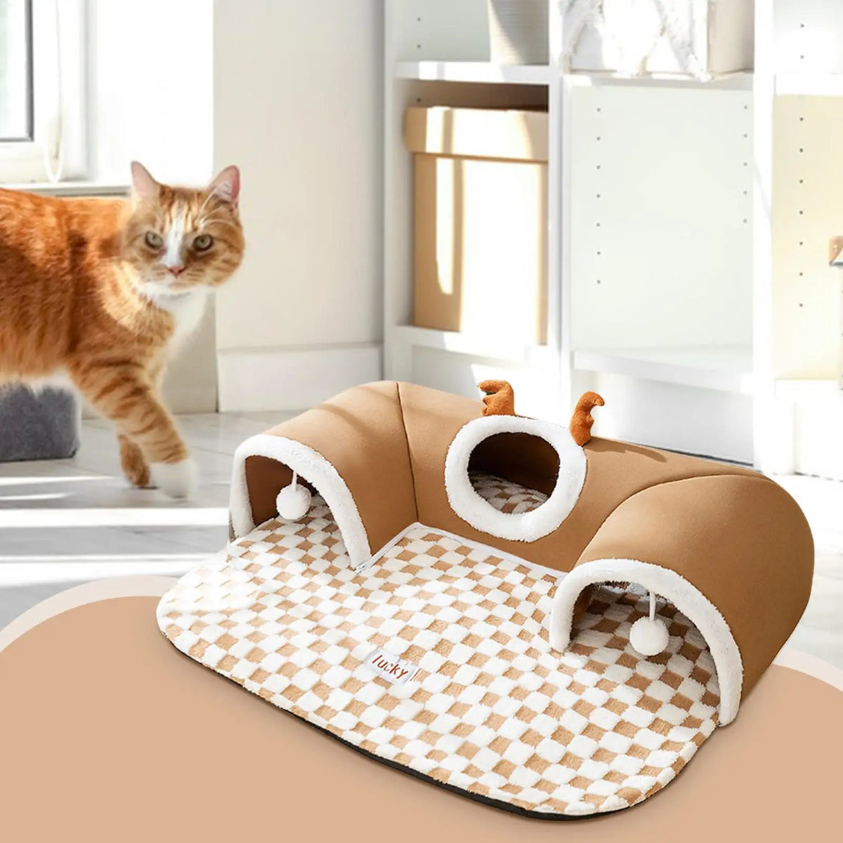 Cat Bed Tunnel Cat Play Tunnel Warm Shelter Tent House Toys For Dog Pet Animal Indoor Outdoor Wall-Corner Games Outside
