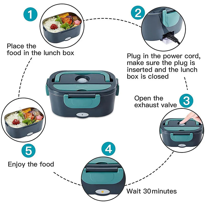2-in-1 electric lunch box leak-proof portable food warmer 1.5L/2microwave bento lunch box with stainless steel container