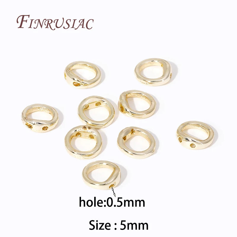 10/20Pcs End Beads Tip End Bead Findings 18K Gold Plated 2 Hole Connecting Ring For DIY Beading Jewellery Making Supplies