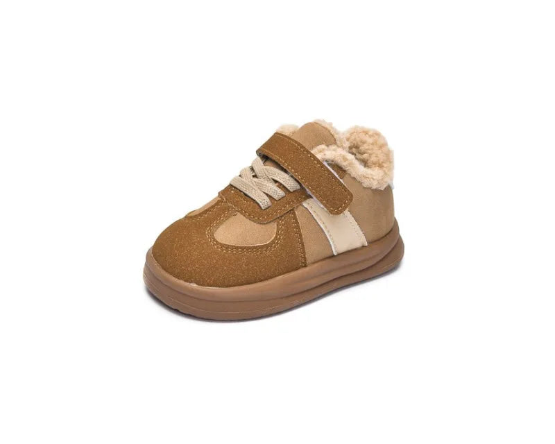 1-8Y Children's Shoes Autumn Winter New Baby Boys Girls Black Cotton Plush Warm Shallow Boots Little Kids Casual Sports Shoes