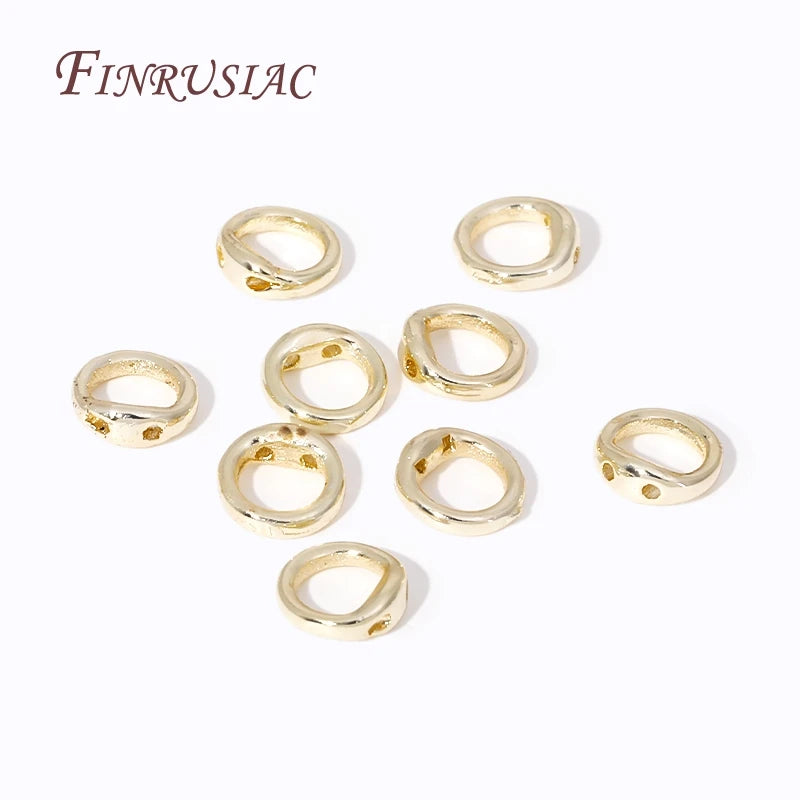 10/20Pcs End Beads Tip End Bead Findings 18K Gold Plated 2 Hole Connecting Ring For DIY Beading Jewellery Making Supplies