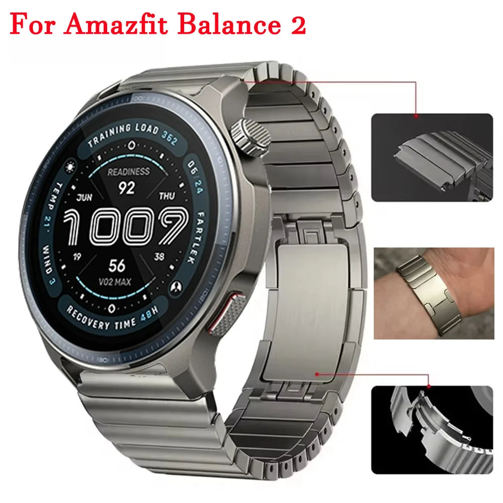 22mm Luxury Stainless Steel Band For Amazfit Balance 2 Strap Metal Bracelet For Amazfit Bip 6 5/Cheetah Round/Pro/GTR4 3 2 Strap