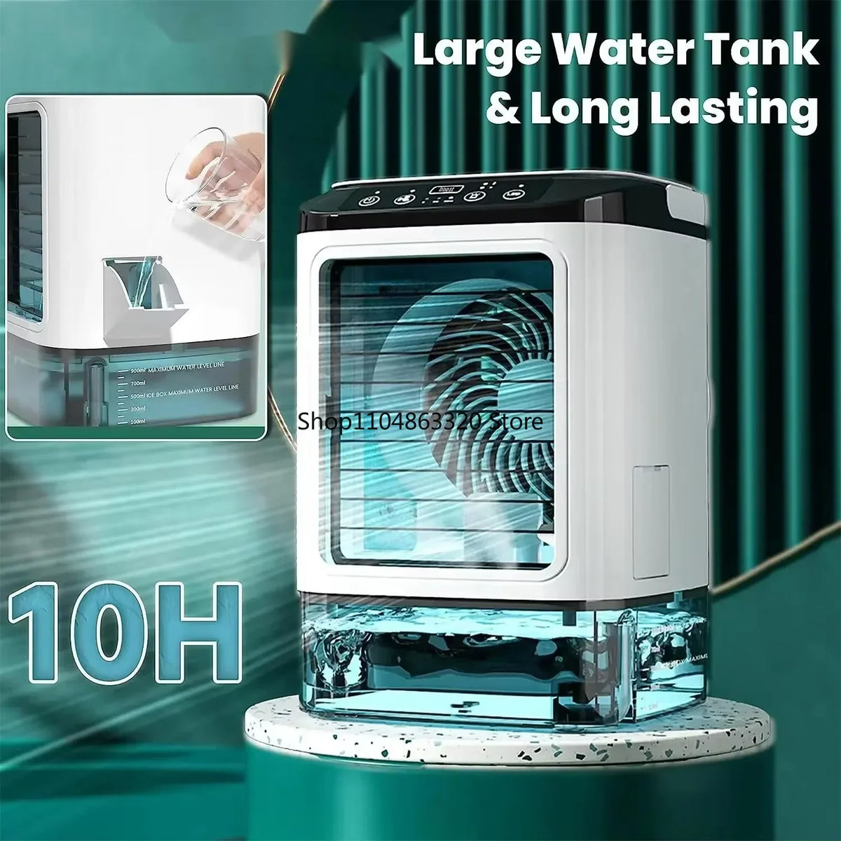 Portable Desktop Air Conditioner Fan with Dual Spray Ultrasonic Atomization 3-Speed Mute Cooling Night Light Electric Fan
