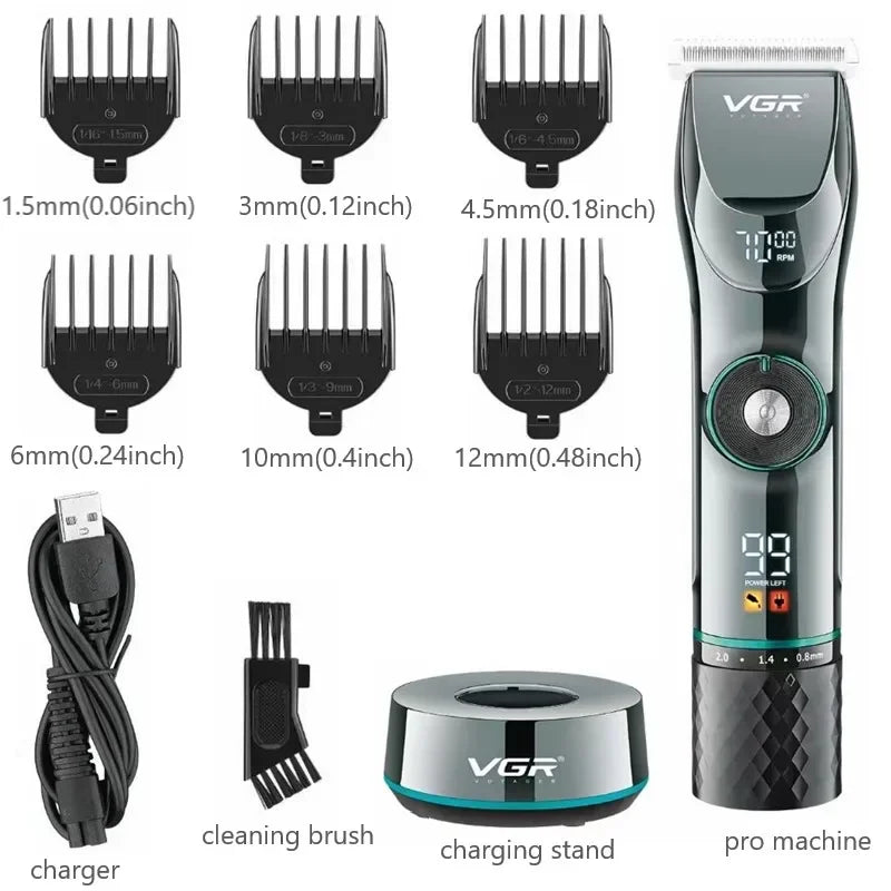 Professional 15 Motor Speed Barber Shop Hair Trimmer For Men Beard Trimmer Body Hair Clipper Electric Hair Cutting Machine Pro