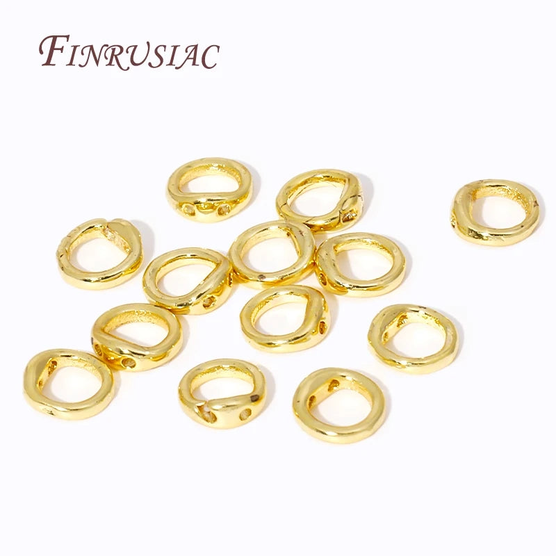 10/20Pcs End Beads Tip End Bead Findings 18K Gold Plated 2 Hole Connecting Ring For DIY Beading Jewellery Making Supplies