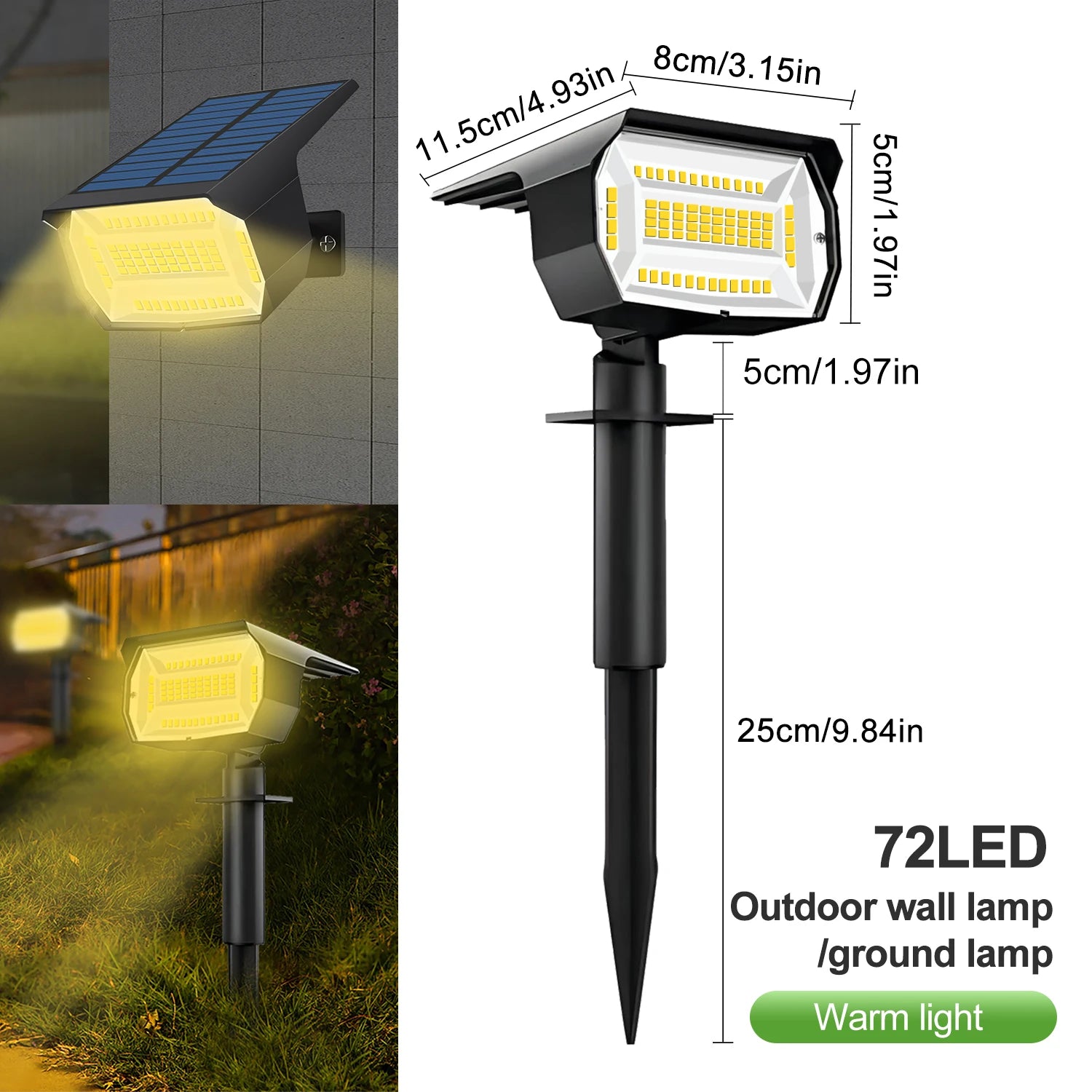 1/2/4PCS Solar Spot Light 68/72 LED Outdoor Garden Solar Landscape Spotlights