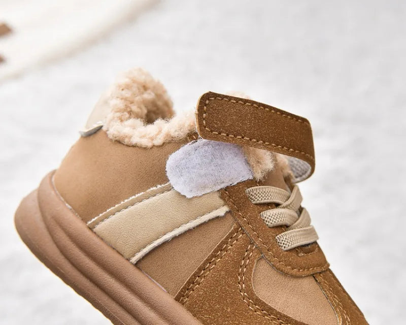 1-8Y Children's Shoes Autumn Winter New Baby Boys Girls Black Cotton Plush Warm Shallow Boots Little Kids Casual Sports Shoes