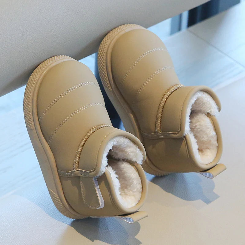 Children Snow Boots Concise Style Plush Chunky Winter Kids Short Boot Solid Color Slip-on Unisex Classic Boys Girls Shoes