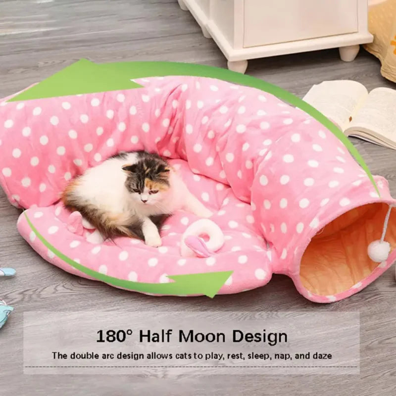 Pet Cat Tunnel Toys 2 In1 Collapsible Cat Nest Kitten Bed Tunnels Interactive Play Toy Indoor Tent for Cat Exercising Products