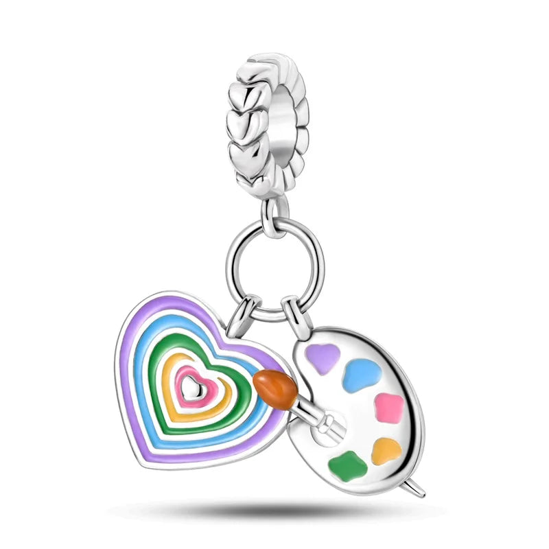 925 Silver Color Gem Butterfly Luminous Firefly Purple Charms Pendants Fit 3mm 925 Original Bracelets DIY Party Jewelry Gift