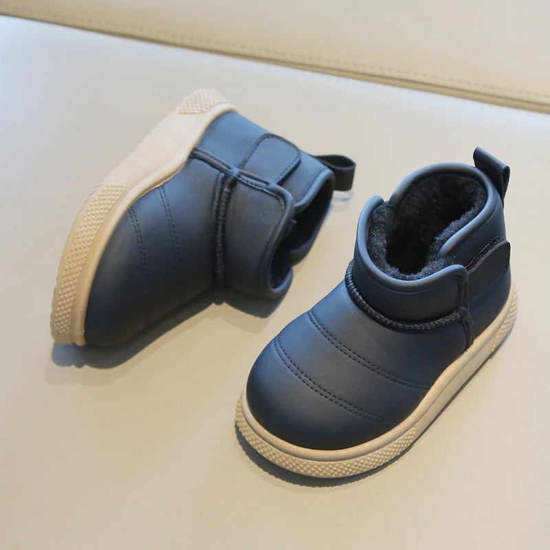 Children Snow Boots Concise Style Plush Chunky Winter Kids Short Boot Solid Color Slip-on Unisex Classic Boys Girls Shoes