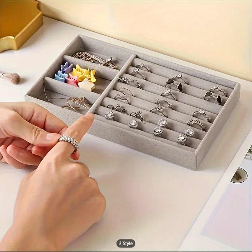 4pcs Velvet Jewelry Organizer Set Stackable Drawer Storage for Earrings, Necklaces & Rings Women, Beading Jewelry Making Display