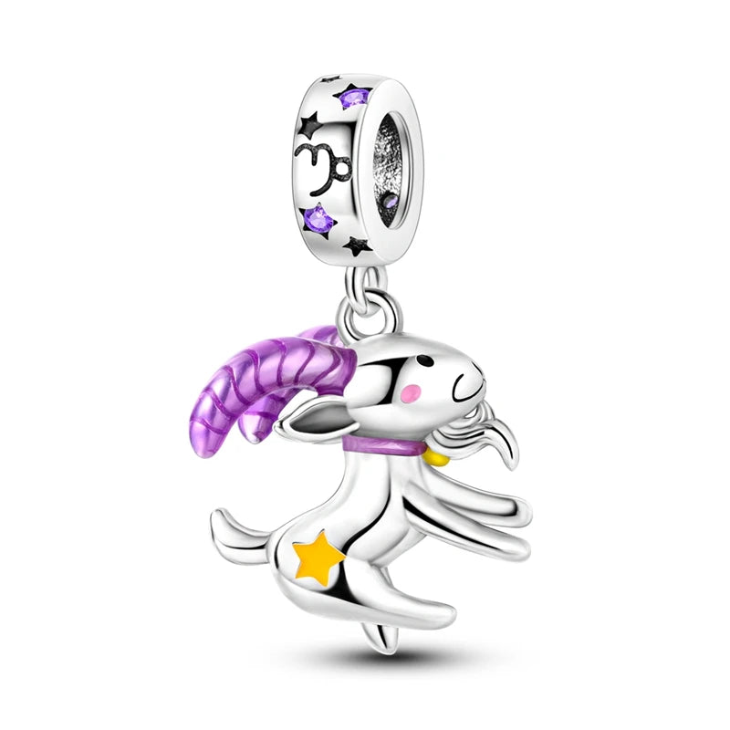 925 Silver Color Gem Butterfly Luminous Firefly Purple Charms Pendants Fit 3mm 925 Original Bracelets DIY Party Jewelry Gift