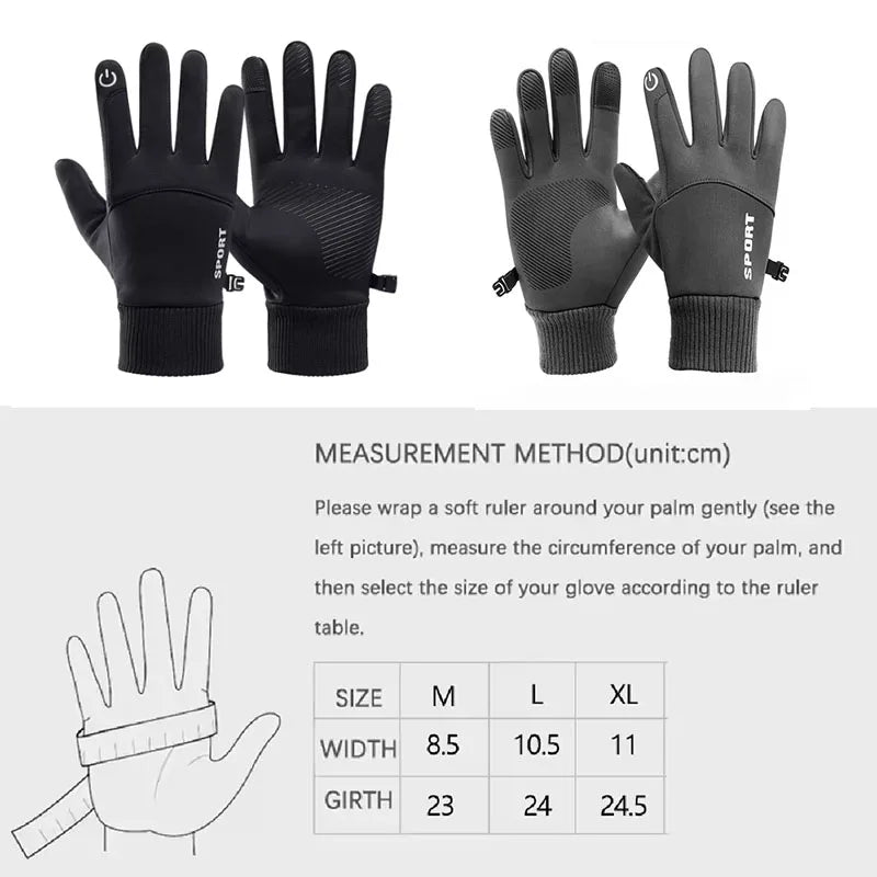 Men's Winter Driving Touch Screen Gloves Warm and Wear Resistant Gloves Women's Outdoor Sports Anti Slip and Waterproof Gloves