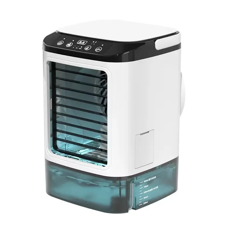 Portable Desktop Air Conditioner Fan with Dual Spray Ultrasonic Atomization 3-Speed Mute Cooling Night Light Electric Fan