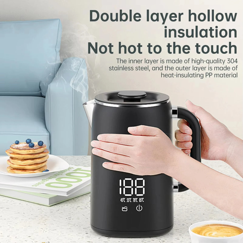 1.7L Electric Kettle Household Thermostatic Kettle Automatic Heat Preservation Teapot 304 Stainless Steel Liner Health Pot 220V